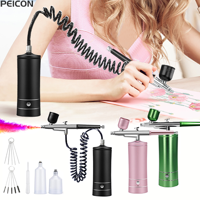 Airbrush Kit With Mini Compressor - Lukisan Airbrush dengan kompresor, pistol semprot
