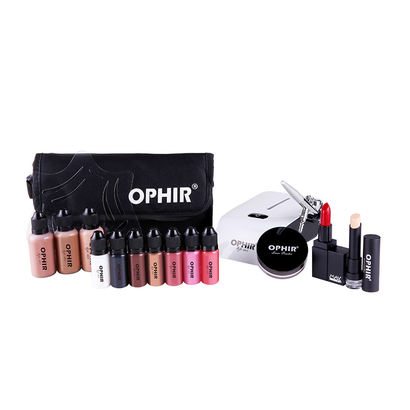 Airbrush Kit With Mini Compressor - OPHIR Pro Makeup Set 0.3mm Sistem