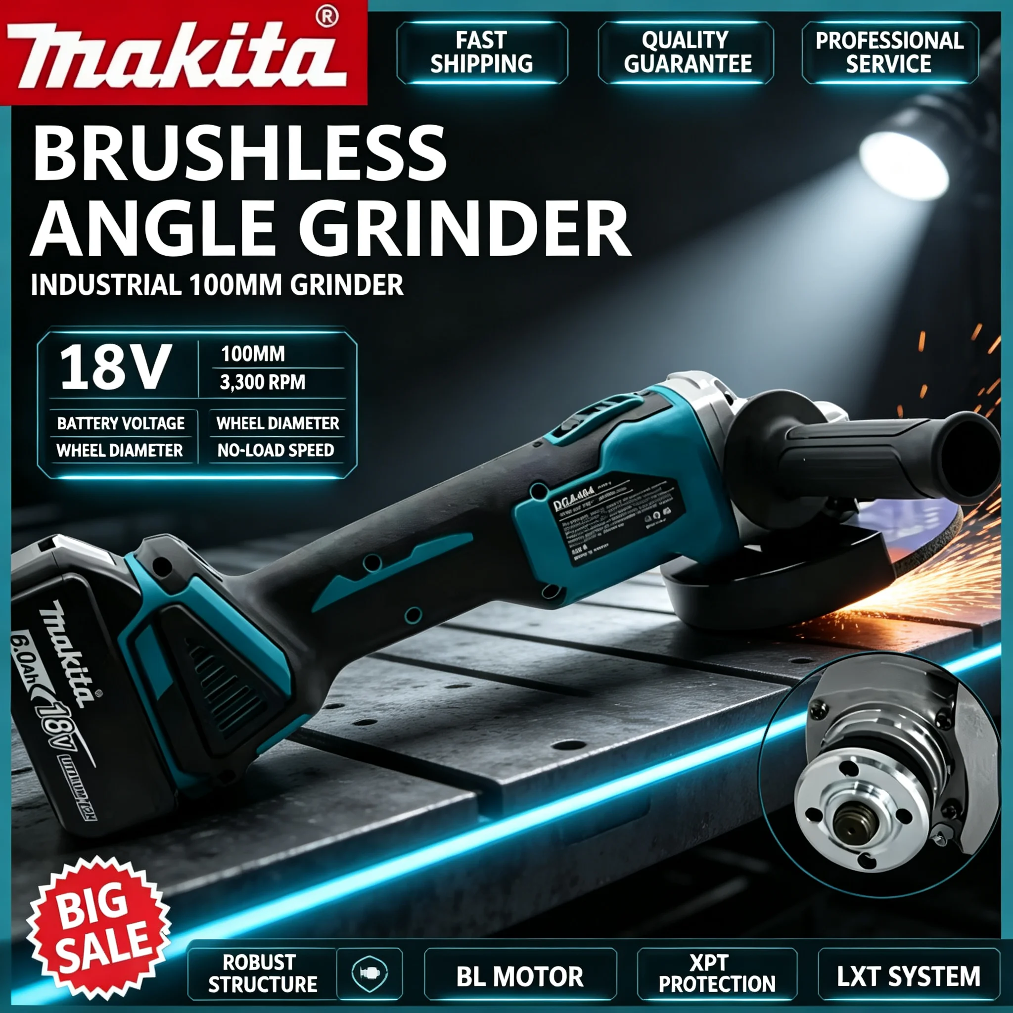 Brushless Angle Grinder Battery Powered - Mesin Gerinda Sudut Tanpa Kabel Makita