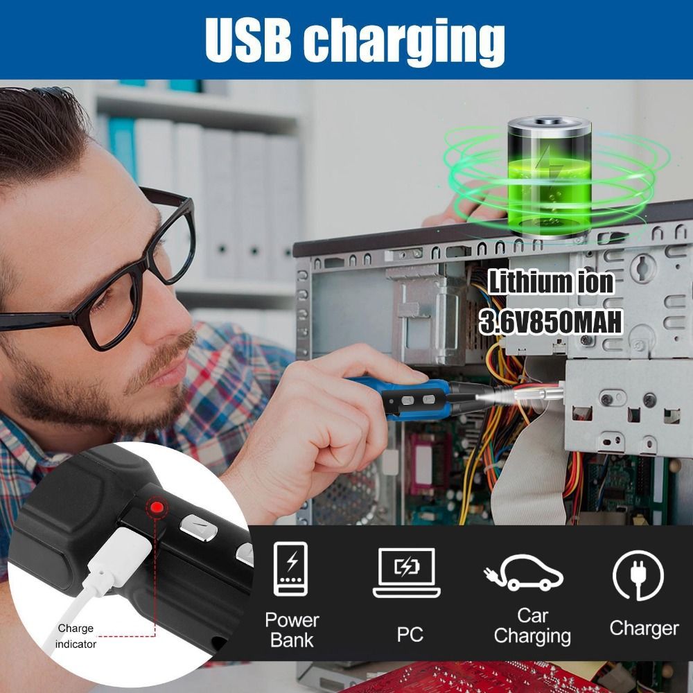 Obeng Listrik 3.6V dengan Lamp - Electric Screwdriver Rechargeable Usb ulasan dan harga