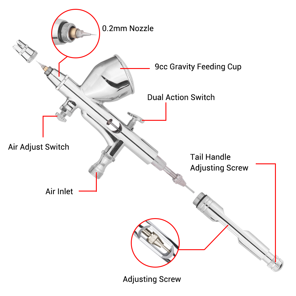 Gravity Kit Airbrush Mini, ala - Airbrush Kit With Mini Compressor ulasan dan harga
