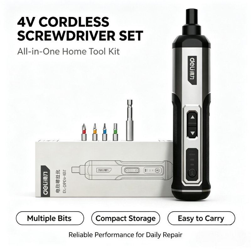 Deli 4V Set Obeng Elektrik Tan - Electric Screwdriver Rechargeable Usb ulasan dan harga