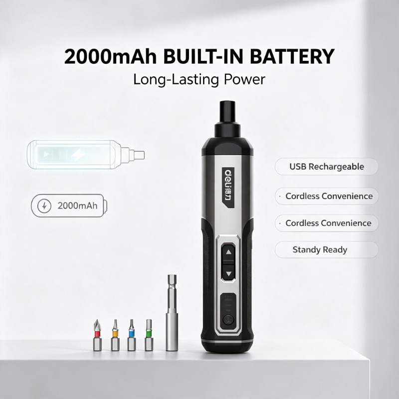 Deli 4V Set Obeng Elektrik Tan - Electric Screwdriver Rechargeable Usb ulasan dan harga