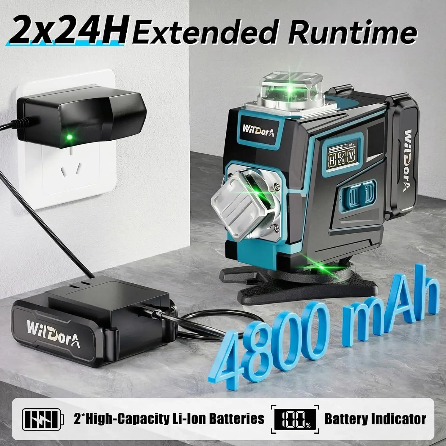 Laser Level dengan Tripod, 4x3 - Laser Level 16 Lines 4D Green ulasan dan harga