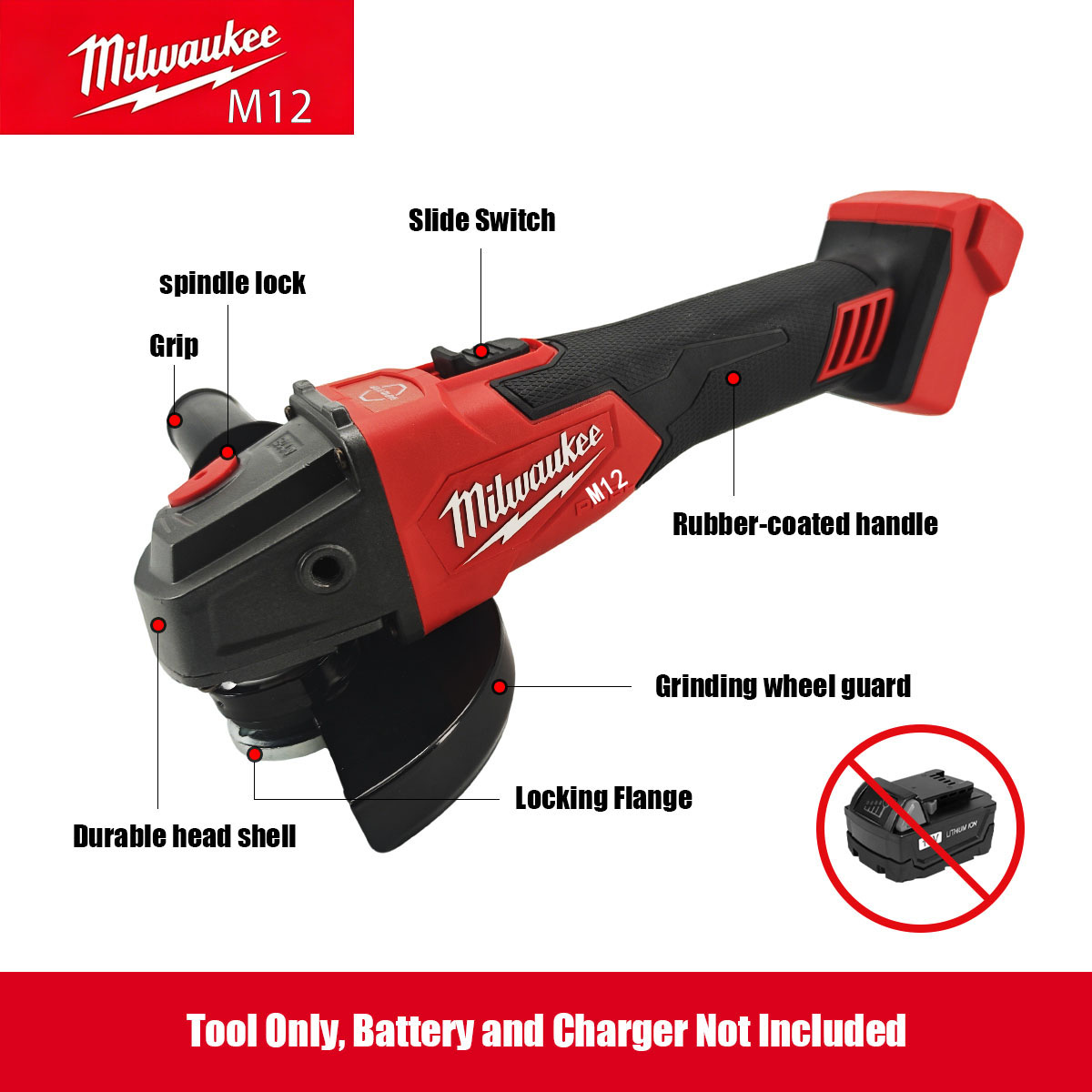MilwaukeeM12 M18 Mesin Gerinda - Brushless Angle Grinder Battery Powered ulasan dan harga