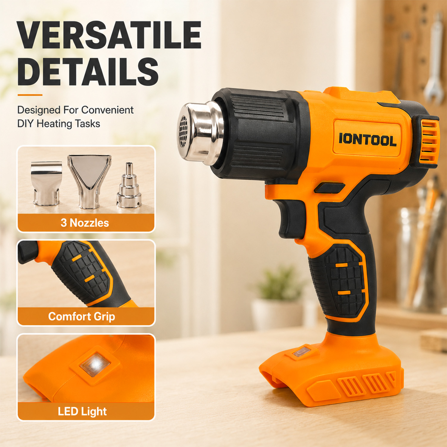 IONTOOL 250/500LPM 550 ℃   Pis - Cordless Heat Gun For Shrink Tubing ulasan dan harga